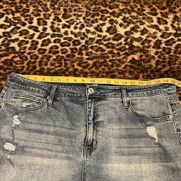 Fashion Nova Blue Ripped Boho Distressed City Queen High Waist Flip Denim Shorts - Picture 7 of 16